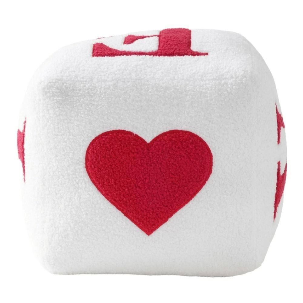 At Home Love Dice-Shaped Sherpa Accent Throw Pillow